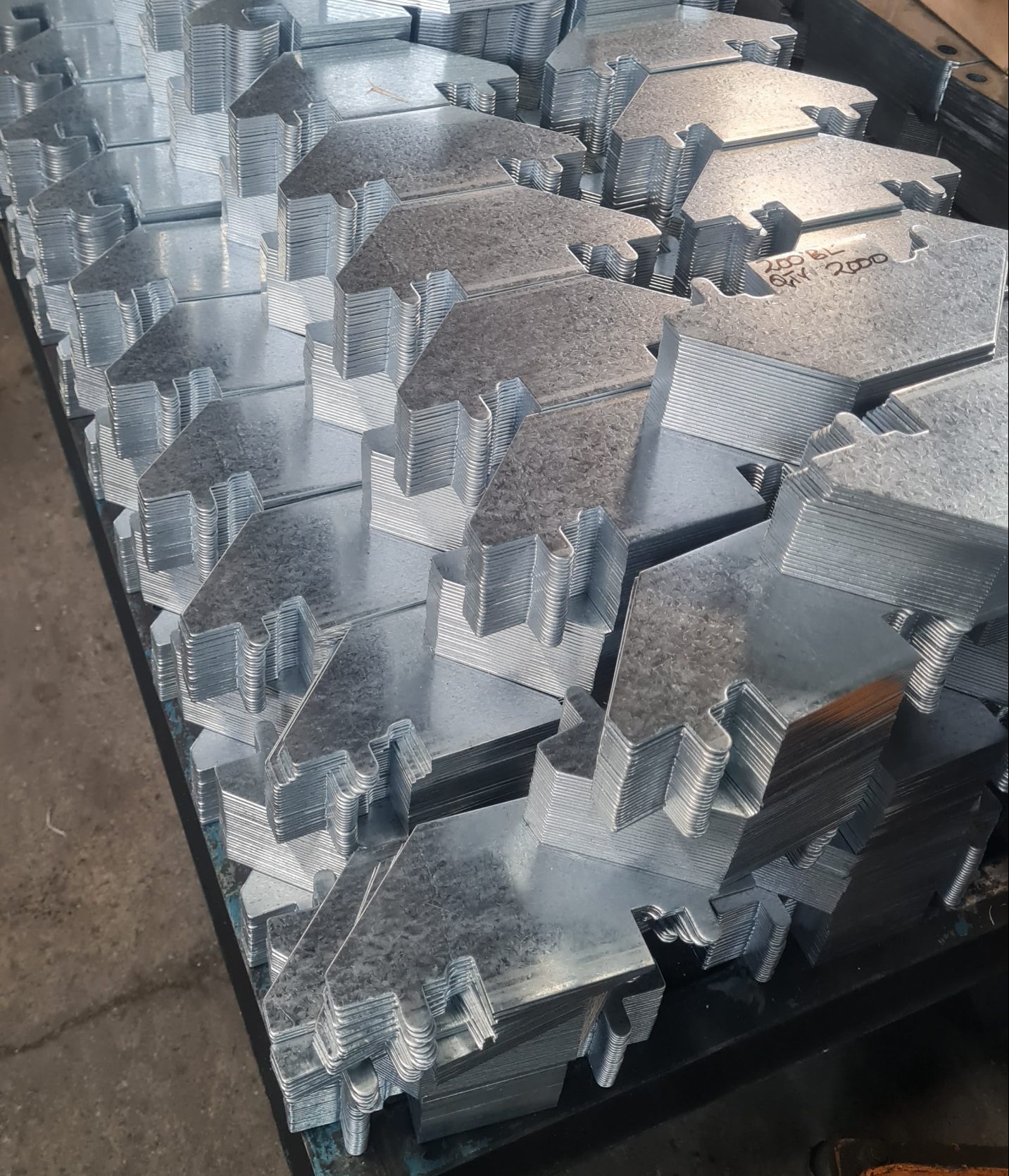 Close up of press tooling and setup